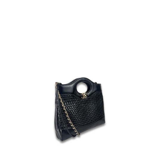 Chanel Black Woven Patent Mini 31 Shopping Bag