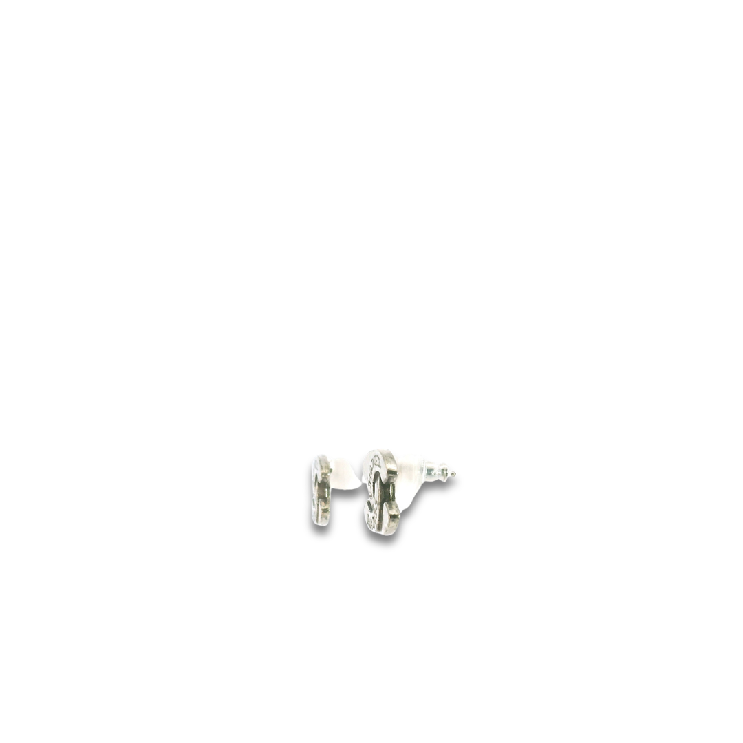 Chanel Silver Engraved Stud Earrings
