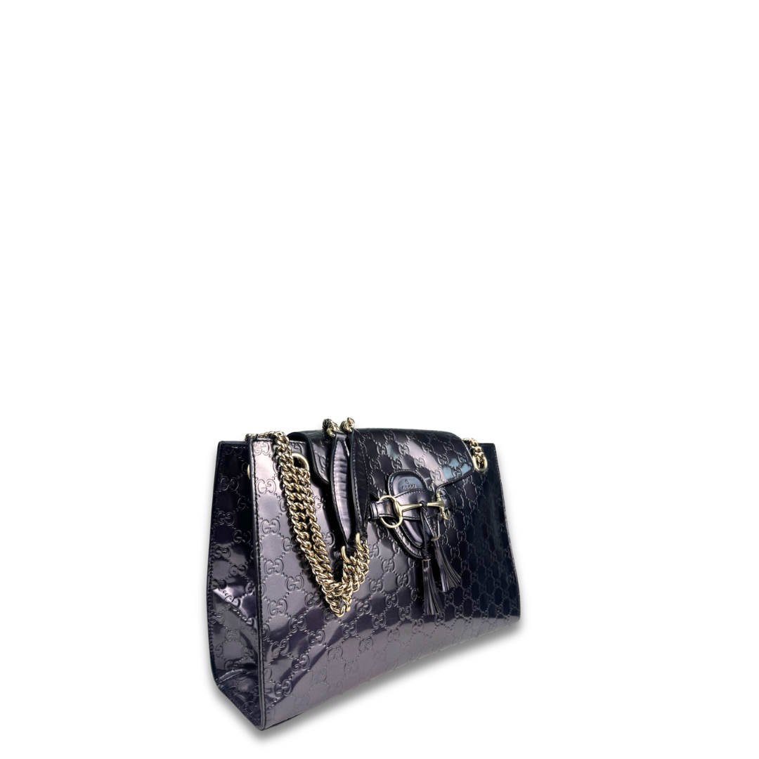 Gucci Guccissima Purple Patent Leather Emily