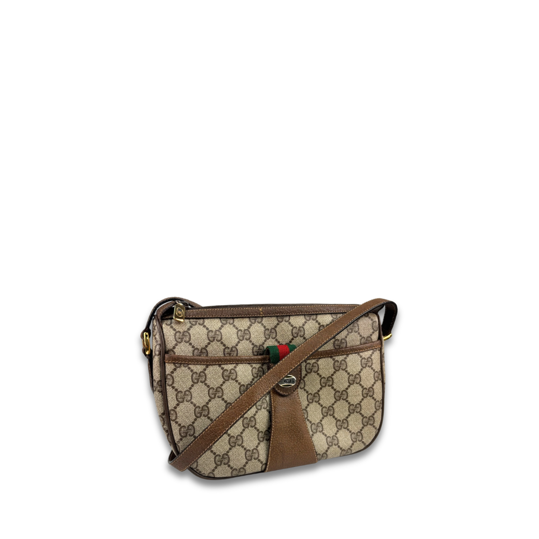 Gucci GG Brown Halfmoon Crossbody