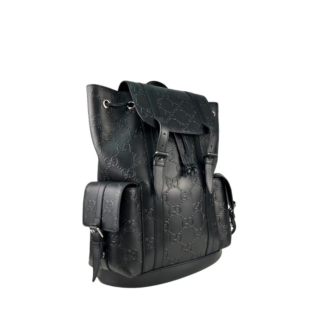 Gucci Black GG Embossed Backpack