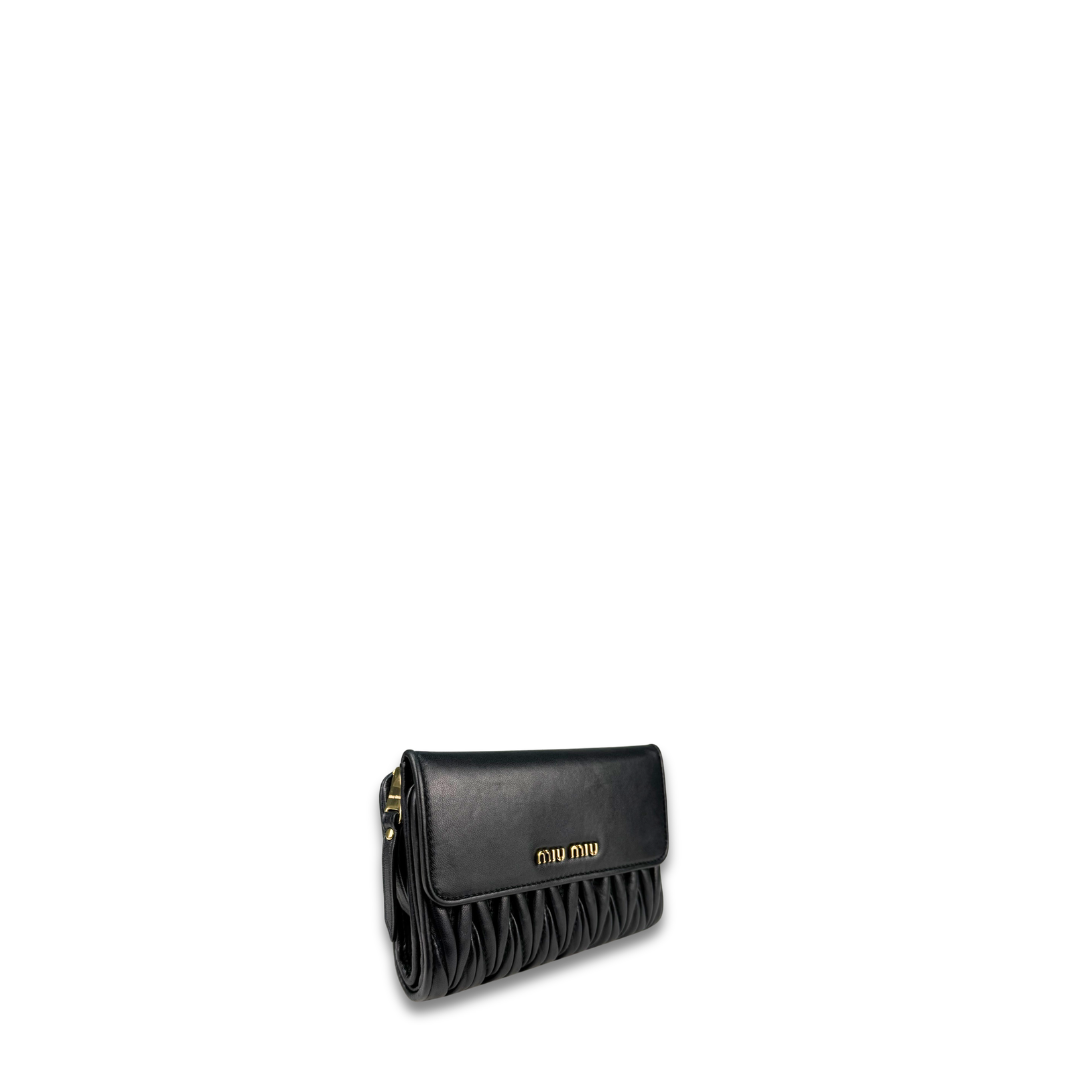 Miu Miu Black Matelasse Mid Size Wallet