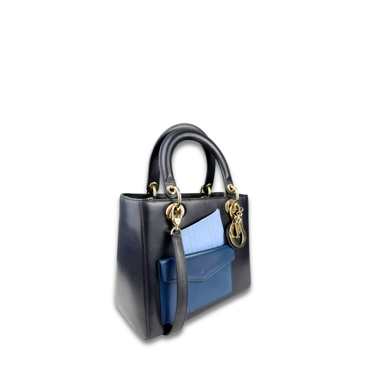 Dior Blue Medium Lady Dior Pockets