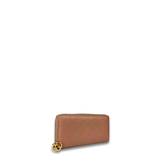 Gucci Beige Guccissima Zipper Wallet