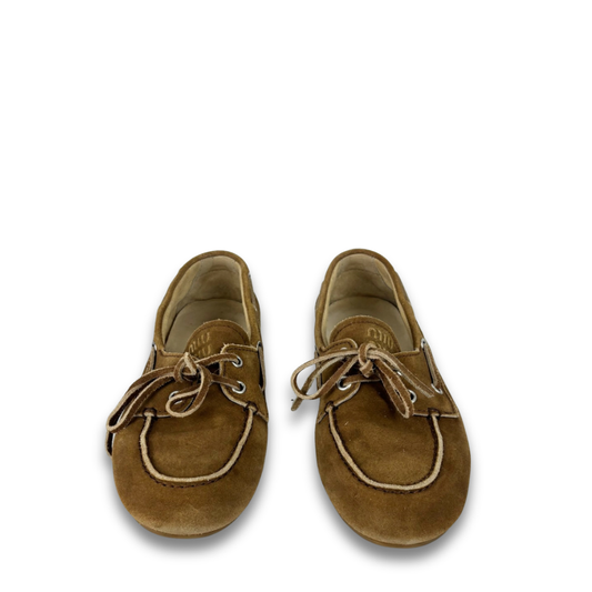 Miu Miu Tan Suede Deck Shoes - Size 37