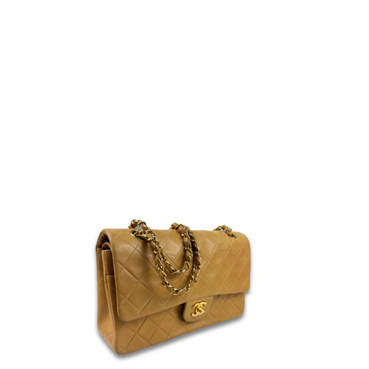 Chanel Camel Lambskin Classic Medium Double Flap