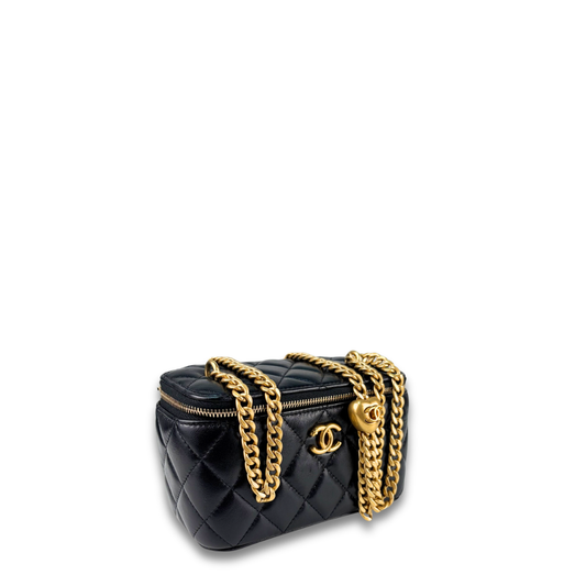Chanel Black Sweetheart Adjustable Chain Vanity Case