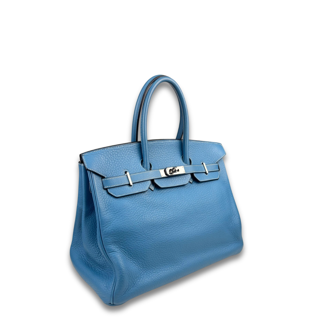 Hermès Clemence Birkin 35 Blue Jean