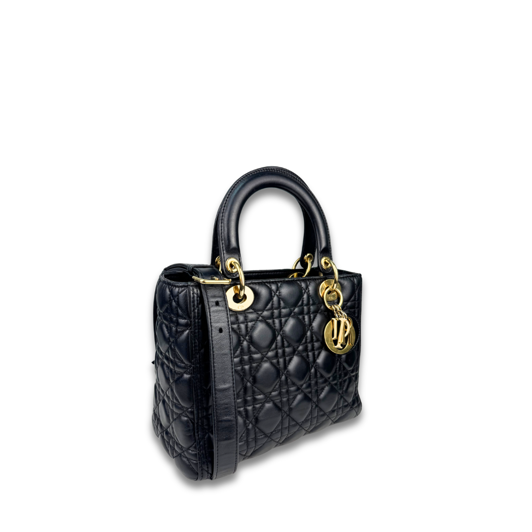 Dior Black Lambskin Medium Lady Dior