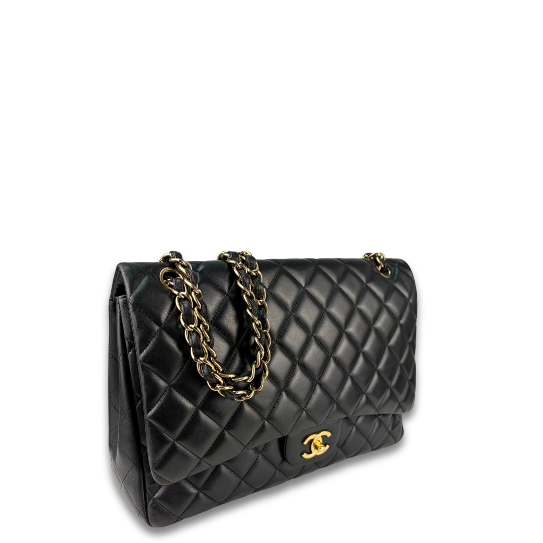 Chanel Black Lambskin Maxi Single Flap