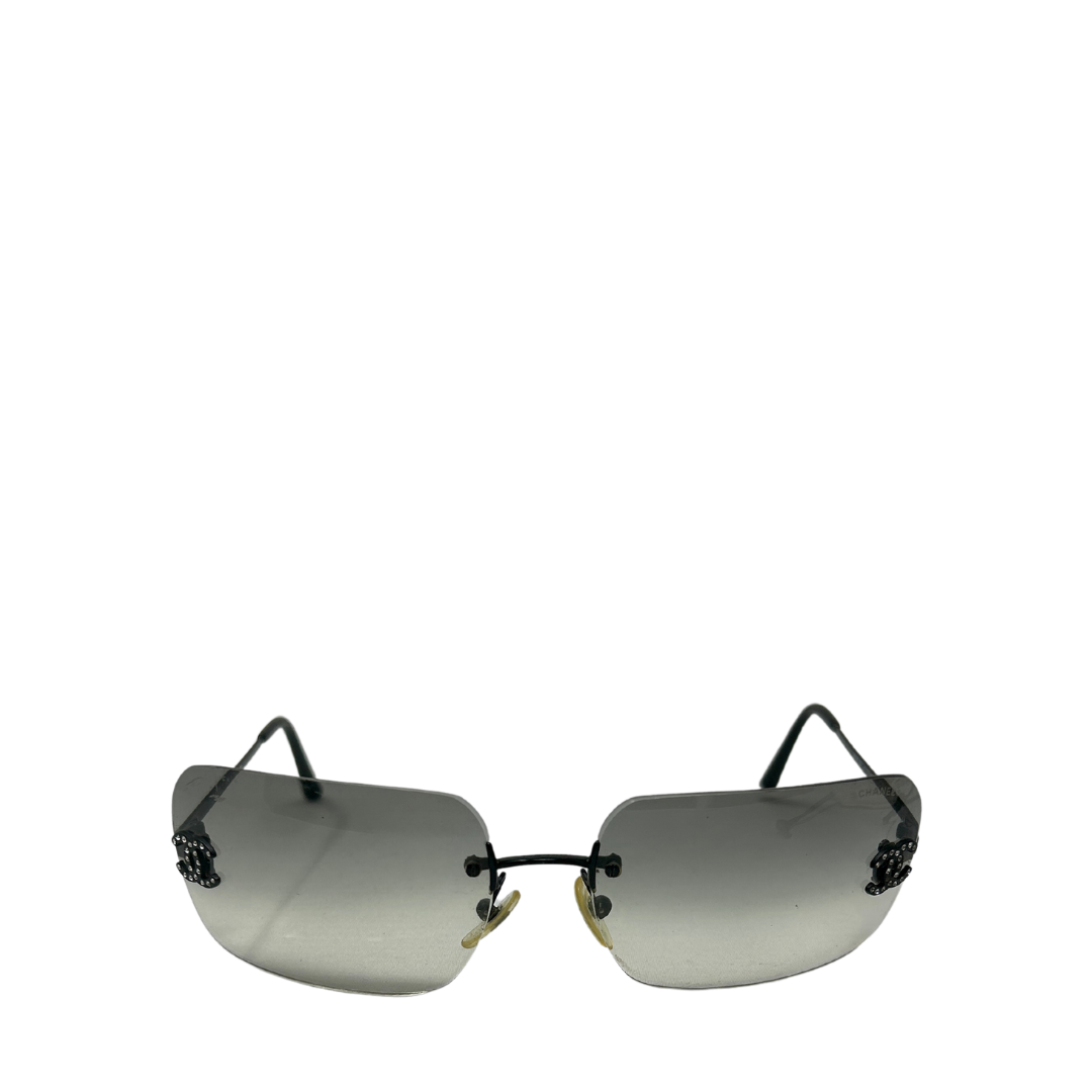 CHANEL Rimless CC Logo Slim Pink Sunglasses W/Case Box - Chelsea Vintage  Couture