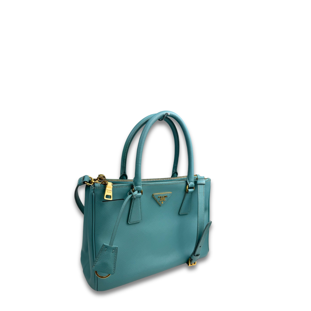 Prada Small Turquoise Double Zip Galleria