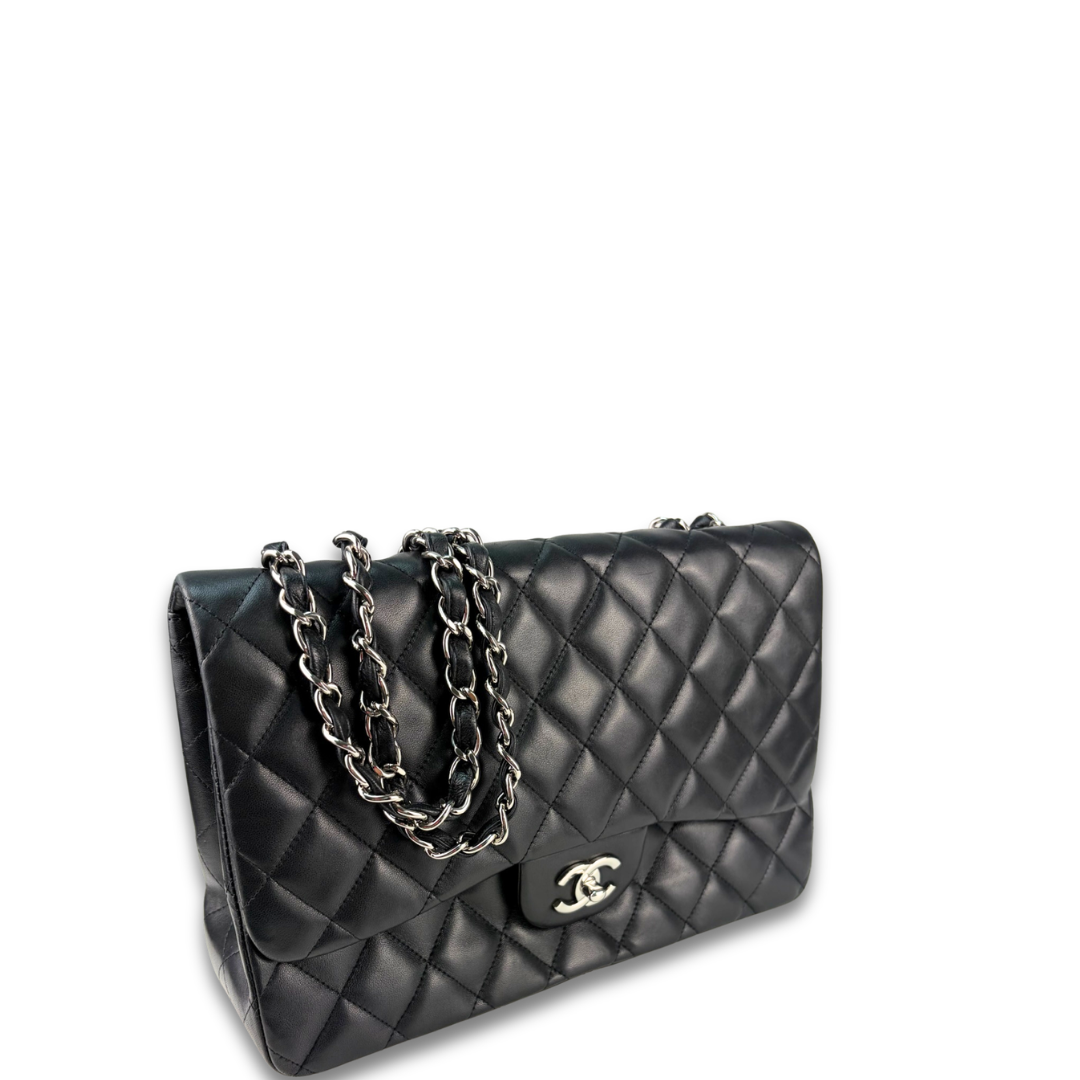 Chanel Black Lambskin Jumbo Single Flap