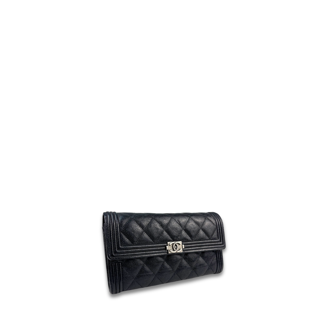 Chanel Black Caviar Boy Flap Wallet