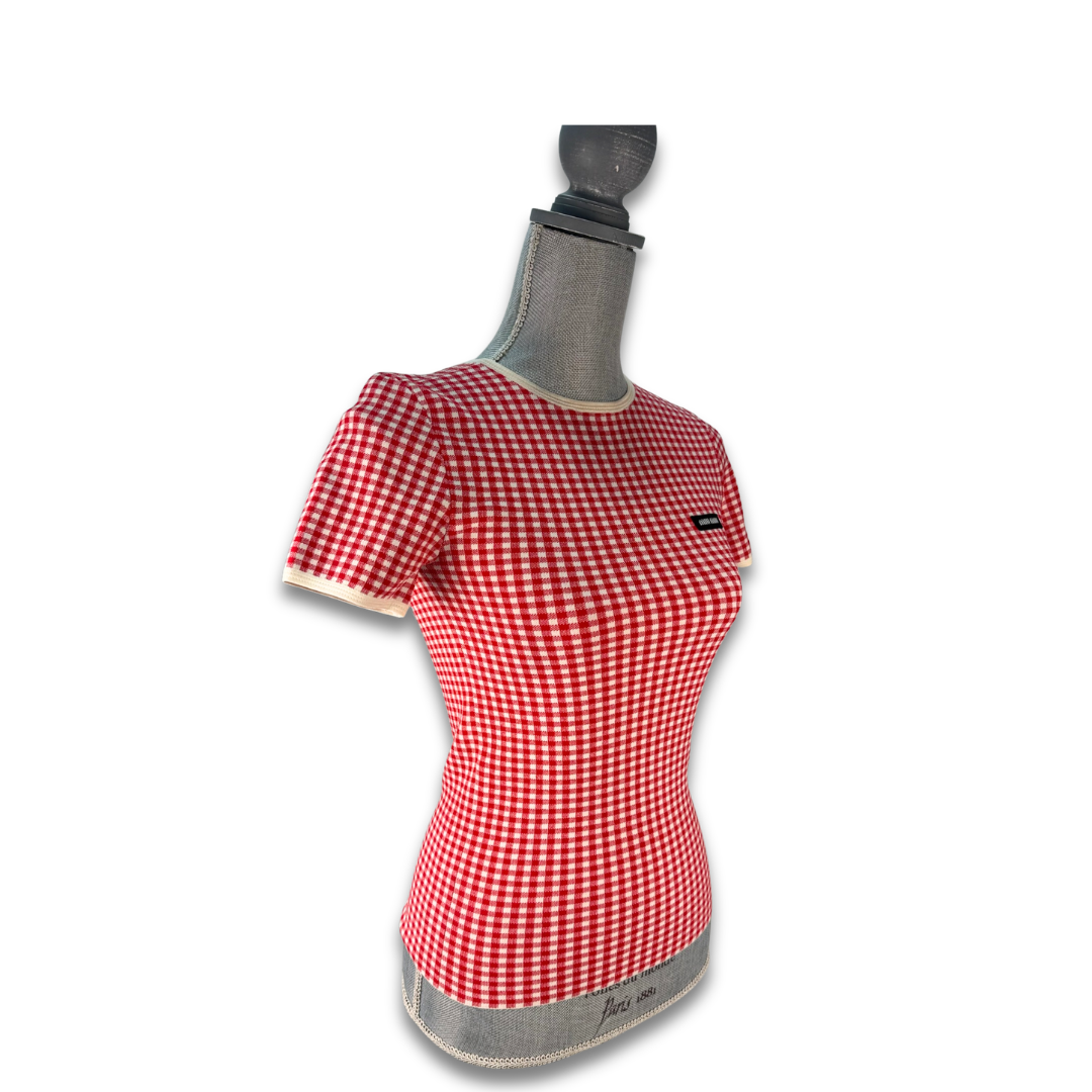Miu Miu Gingham T-Shirt - Size 36