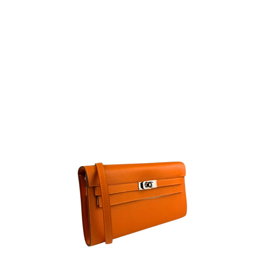 Hermès Epsom Kelly Wallet To Go Orange H