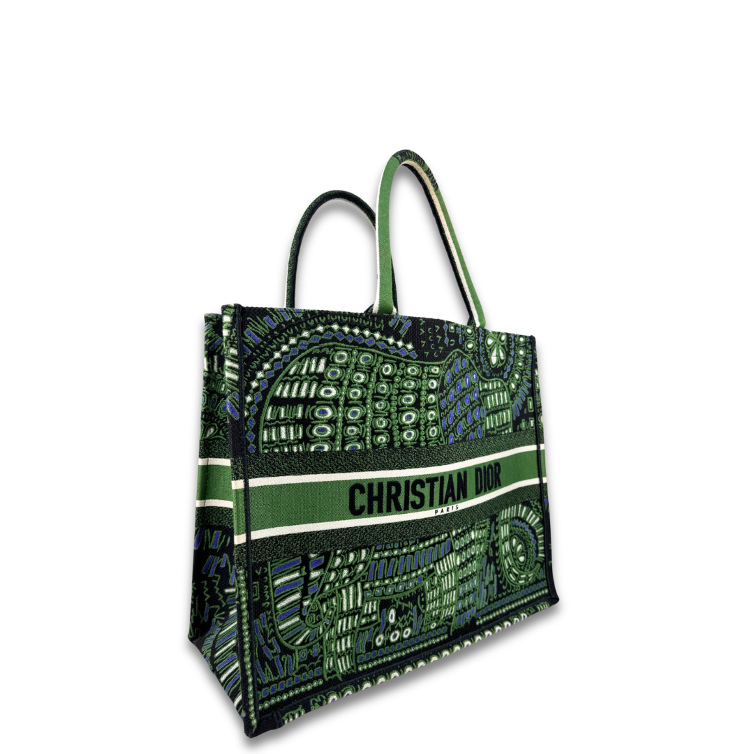 Dior Green Elephant Large Book Tote