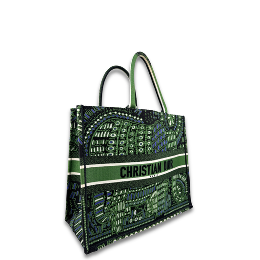 Dior Green Elephant Large Book Tote