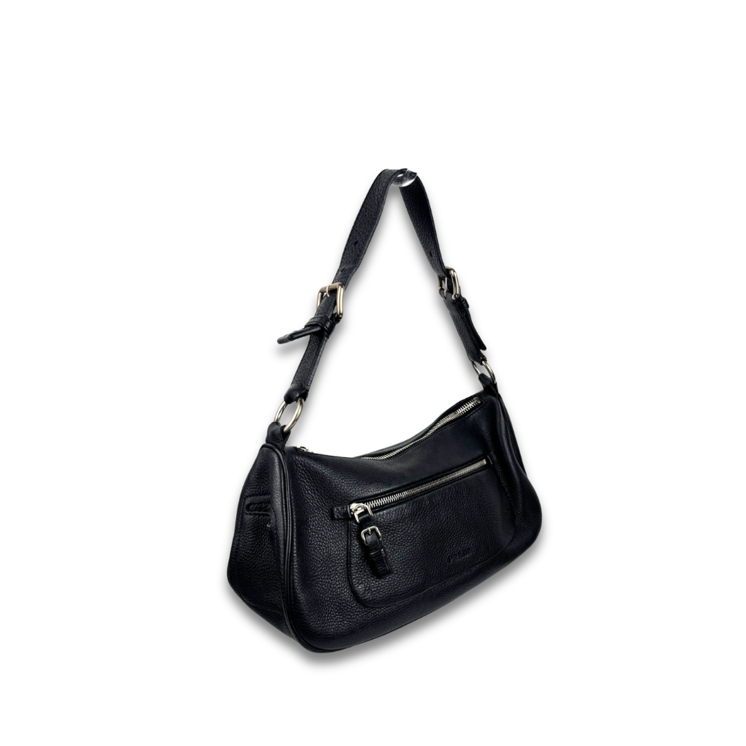 Prada Black Vitello Daino Shoulder Bag