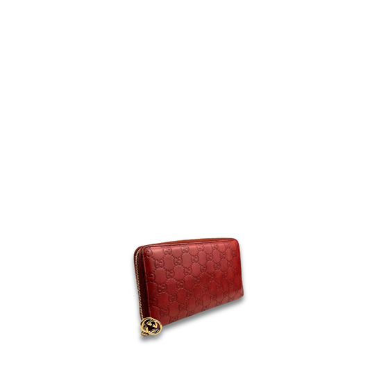Gucci Red Guccissima Zip Around wallet