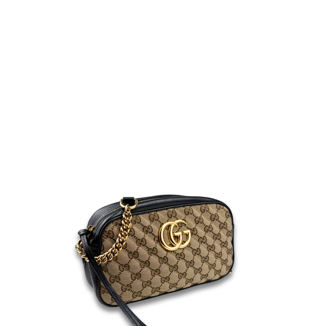 Gucci Black GG Canvas Marmont Small Camera Bag