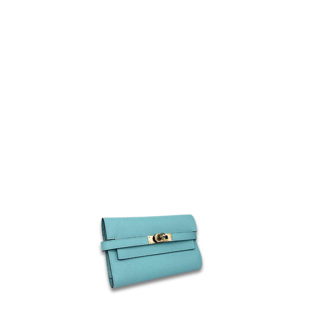 Hermès Epsom Medium Blue Kelly Wallet
