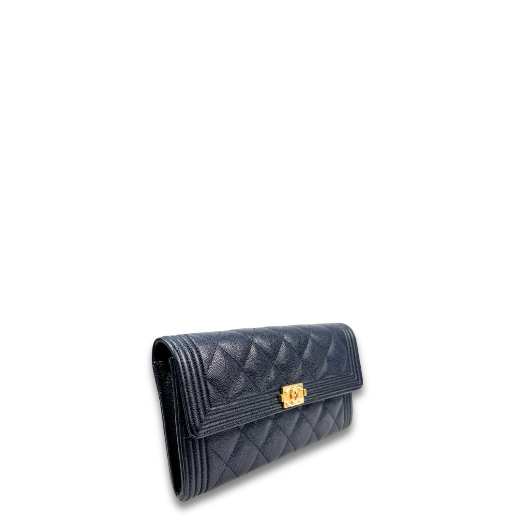Chanel Navy Caviar Boy Wallet