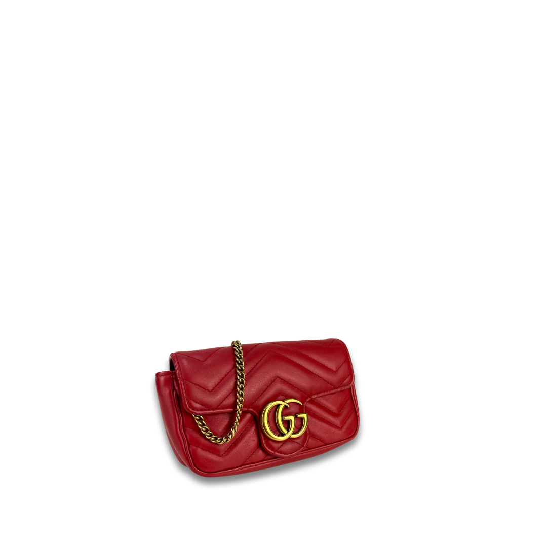 Gucci Red Super Mini Marmont Crossbody