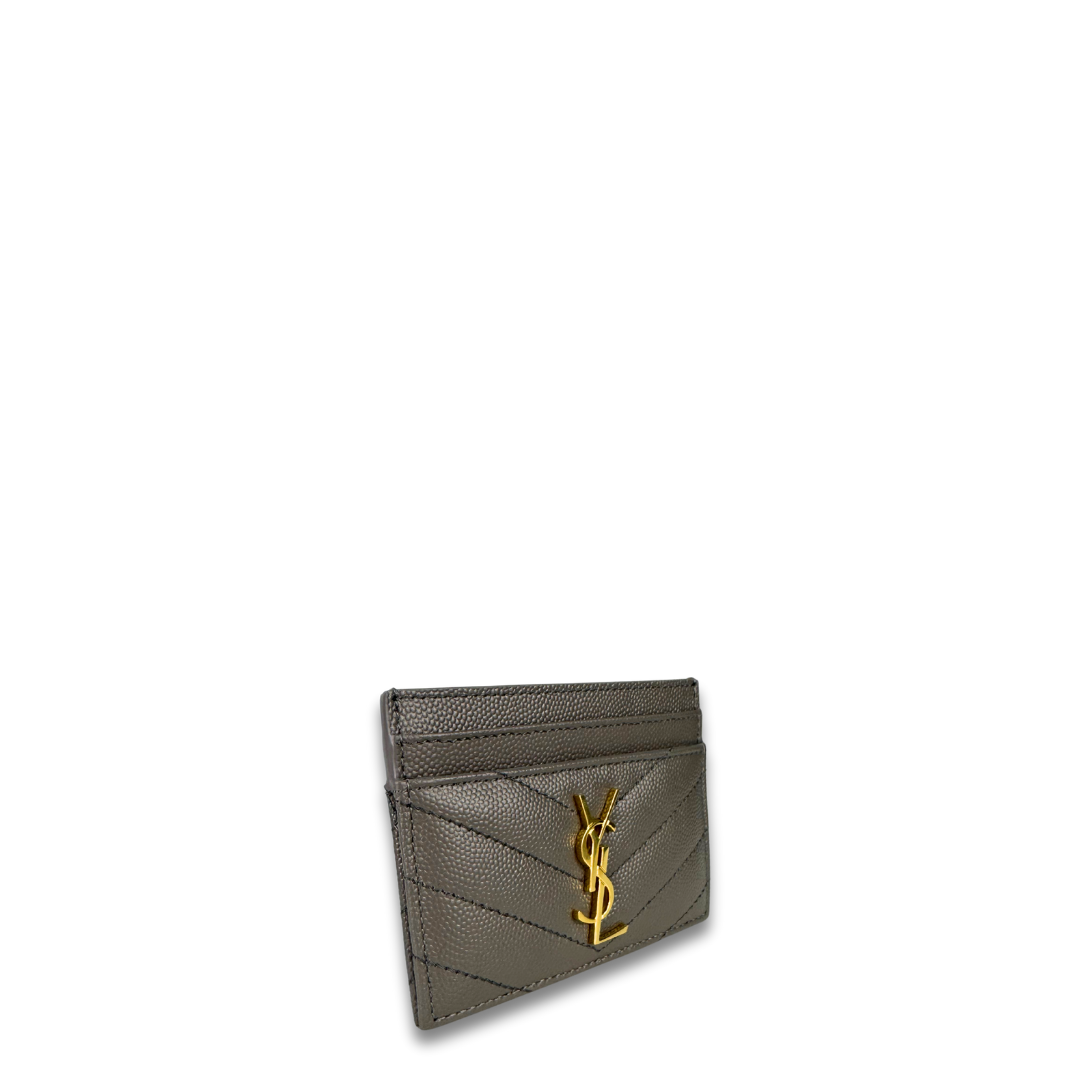 YSL Fog Cassandre Grain de Poudre Leather Card Case