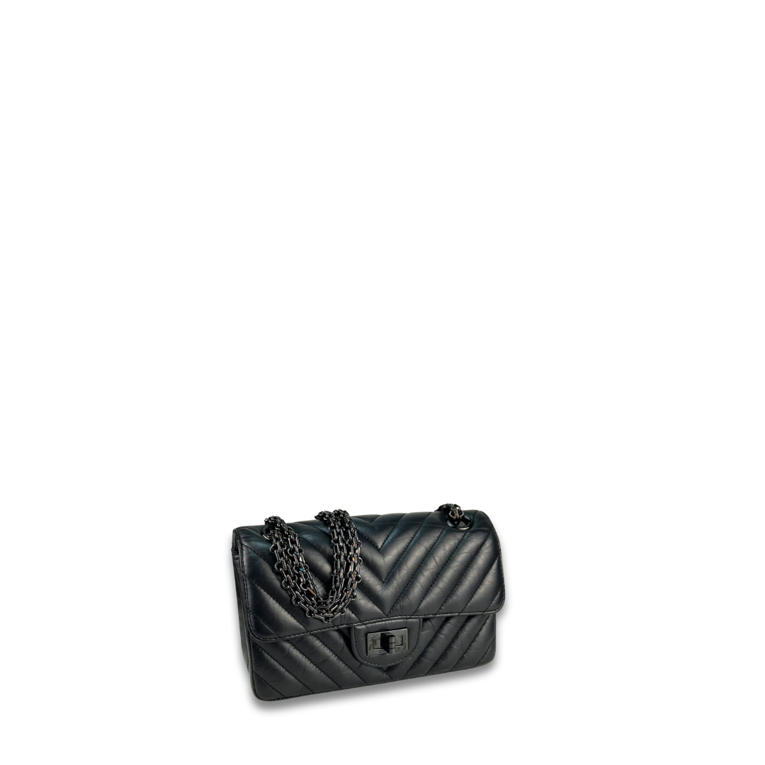 Chanel So Black Chevron 2.55 Reissue Mini Single Flap