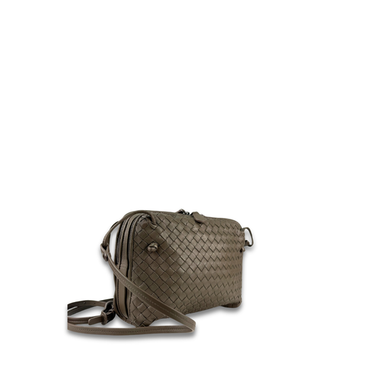 Bottega Veneta Taupe Double Zip Nodini Crossbody