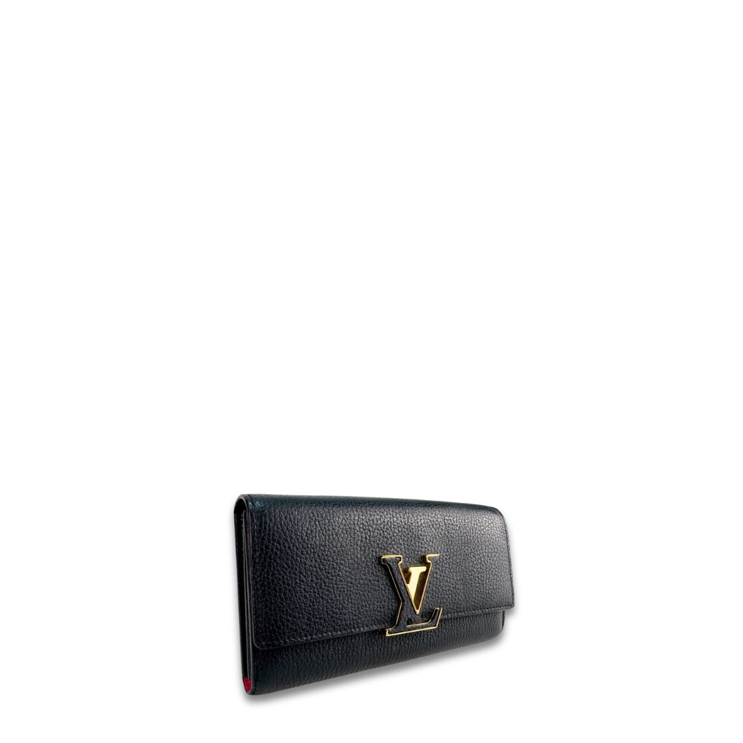 Louis Vuitton Black Capucines Flap Wallet