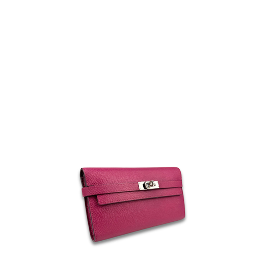 Hermes Rose Pourpre Epsom Kelly Long Wallet