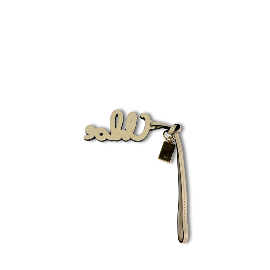 Chloe Cream Logo Bag Charm