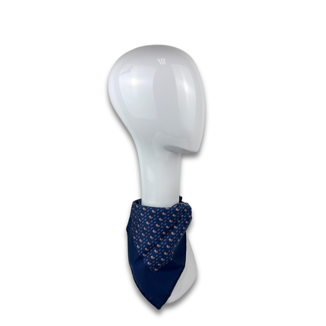 Hermès Navy Blue Silk Pocket Square