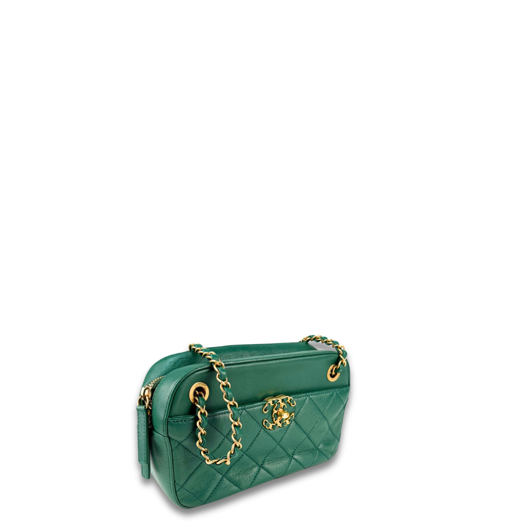 Chanel Green Chanel 19 Quilted Chain Infinity Camera Bag