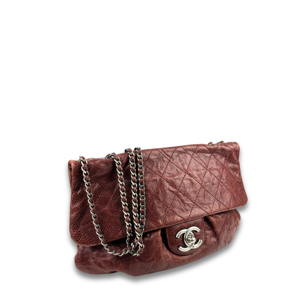 Chanel Red Glazed Caviar Elastic Flap Bag