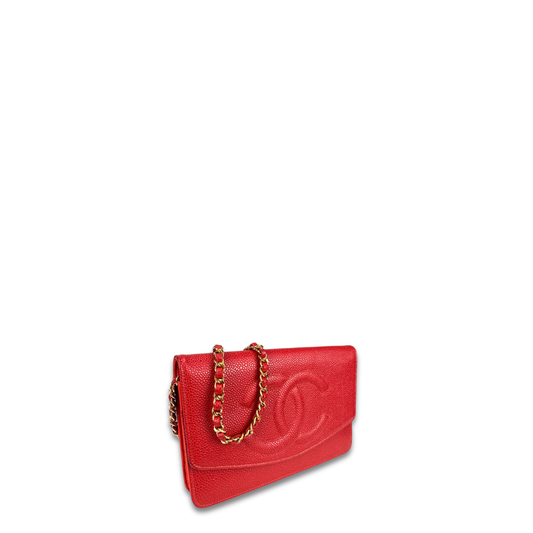 Chanel Red Caviar Timeless Wallet on Chain