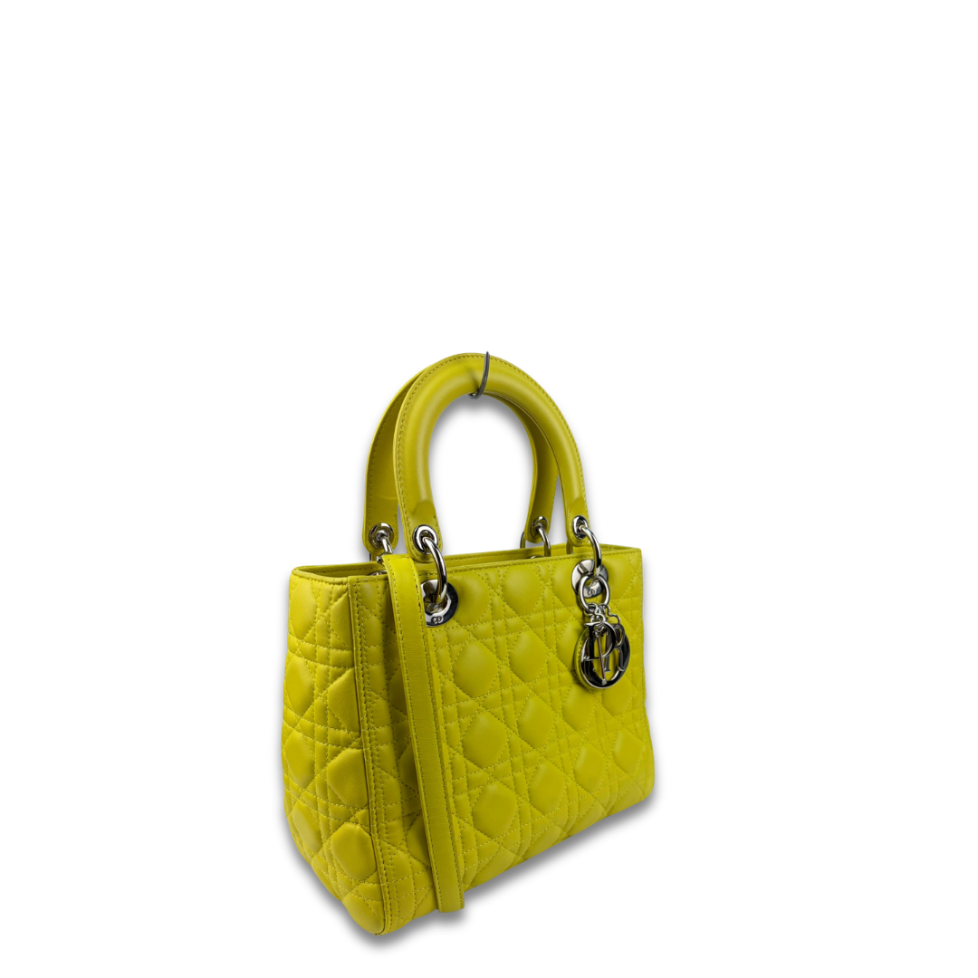 Dior Medium Yellow Lambskin Lady Dior