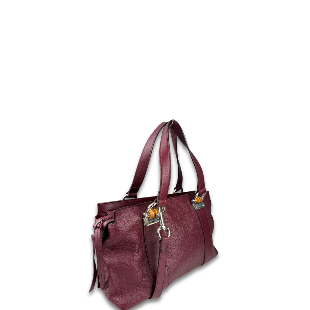 Gucci Guccissima Medium Bamboo Bar Shoulder Bag