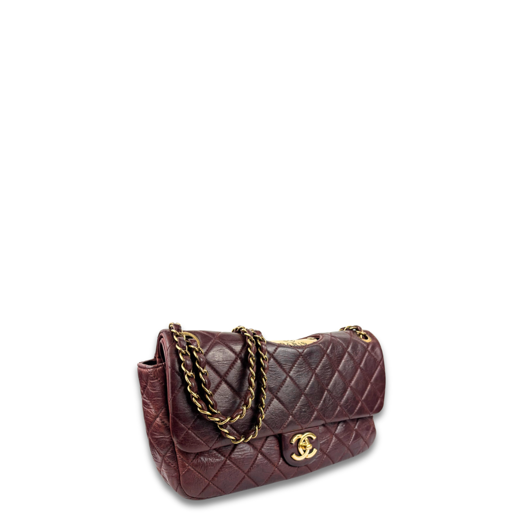 Chanel Distressed Burgundy Soft Double Flap Bag