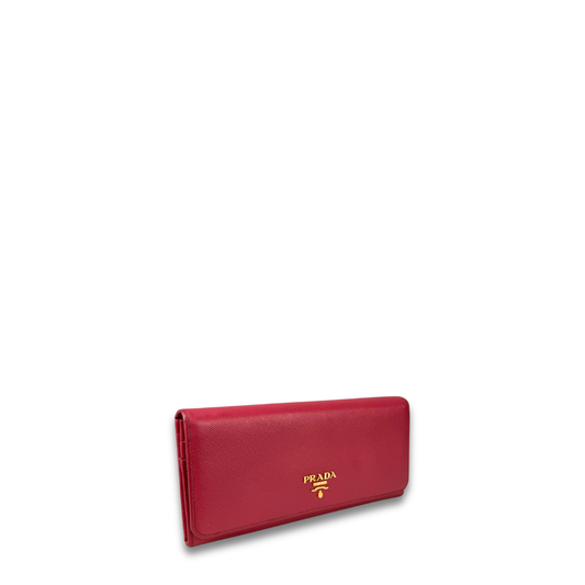 Prada Pink Saffiano Continental Snap Wallet