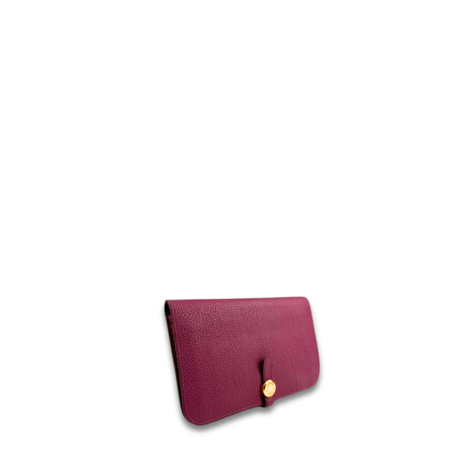 Hermès Clemence Dogon Duo Wallet Plum