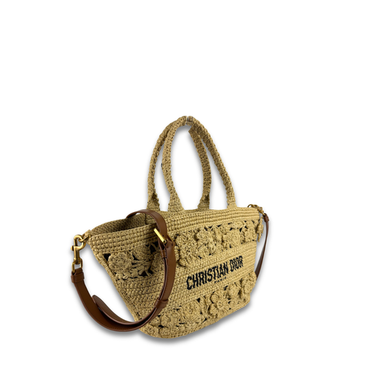 Dior Crochet Raffia Small Hat Basket Tote