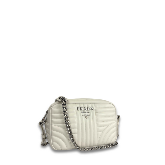 Prada White Diagramme Camera Bag