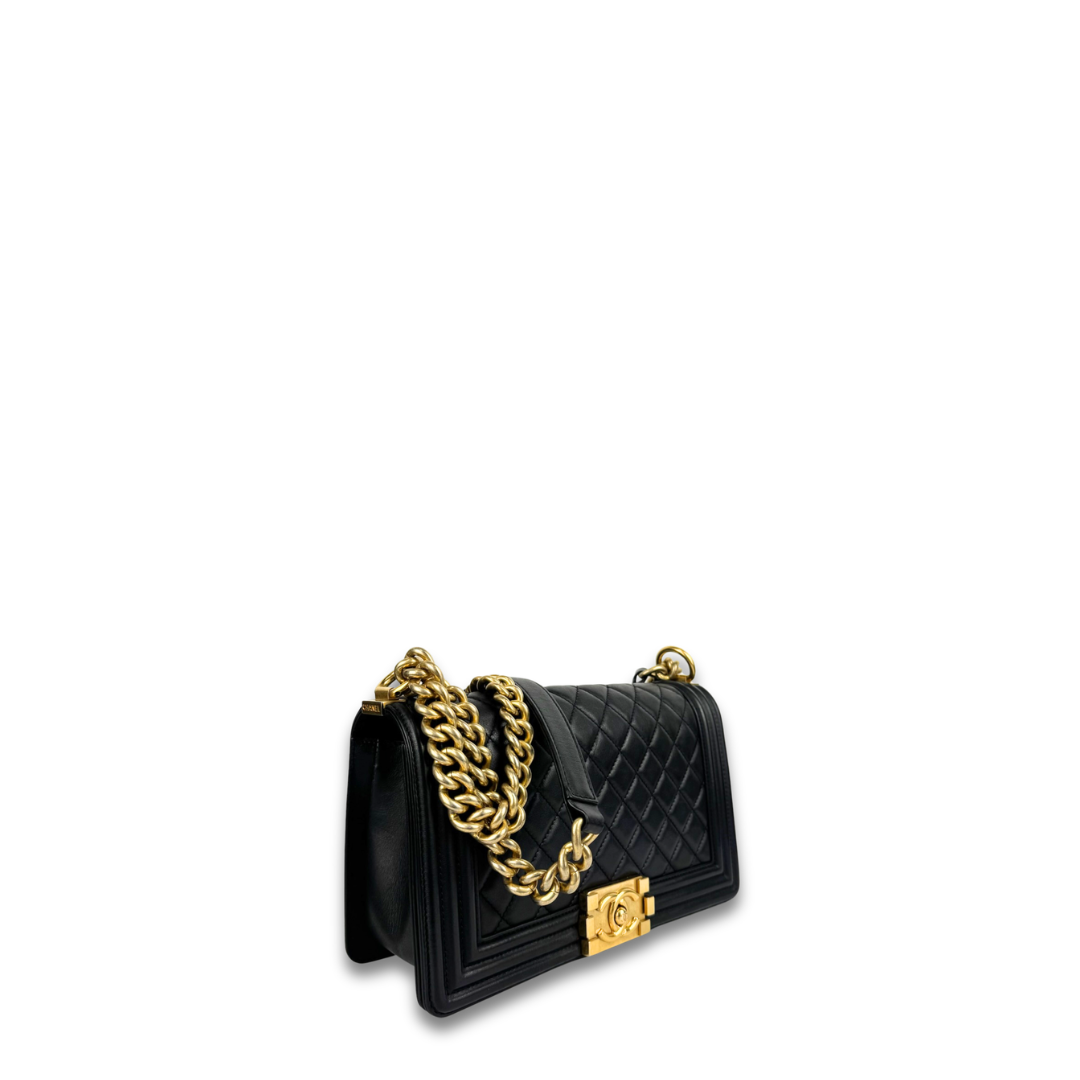 Chanel Black Medium Calfskin Boy Bag