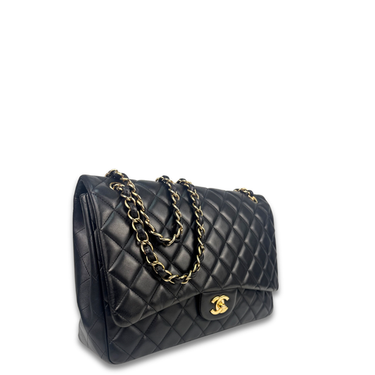 Chanel Black Lambskin Maxi Single Flap