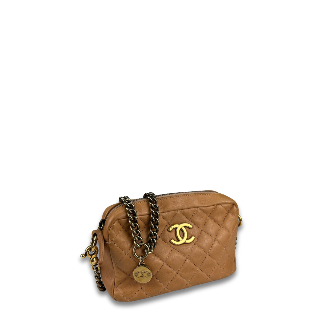 Chanel Brown Quilted Camera Bag
