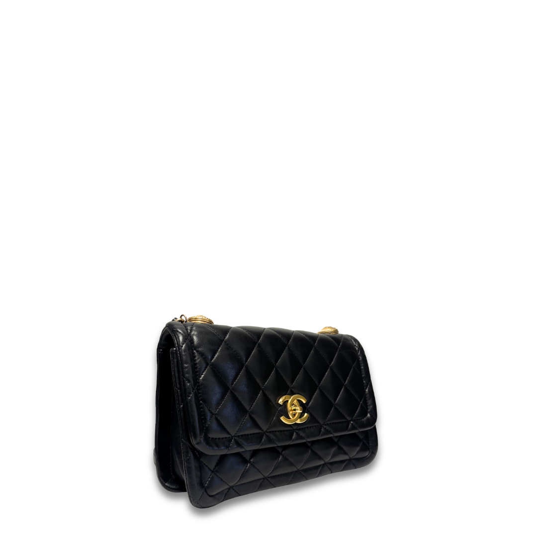 Chanel Button On Top Flap Bag