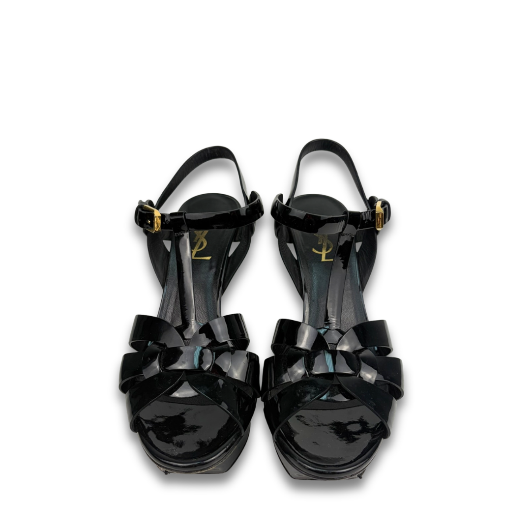 YSL Patent Leather Tribute 105mm Sandals - Size 37.5